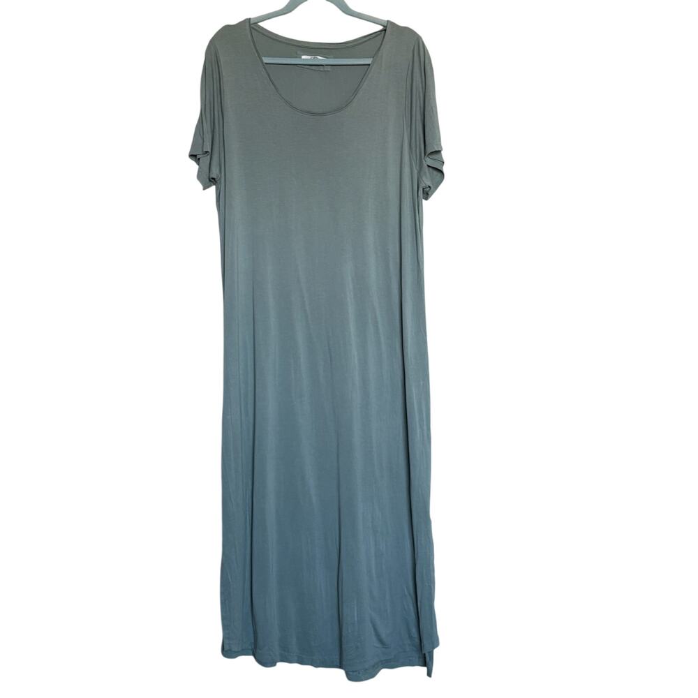City Chic Sleep 100% Viscose Maxi Nightgown 18/20 1X Sage Green Lounge cozycore